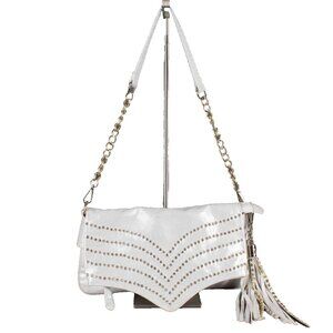 Julia $107 8+ x 14 White Multi Rhinestones Vegan Convertible Clutch Purse